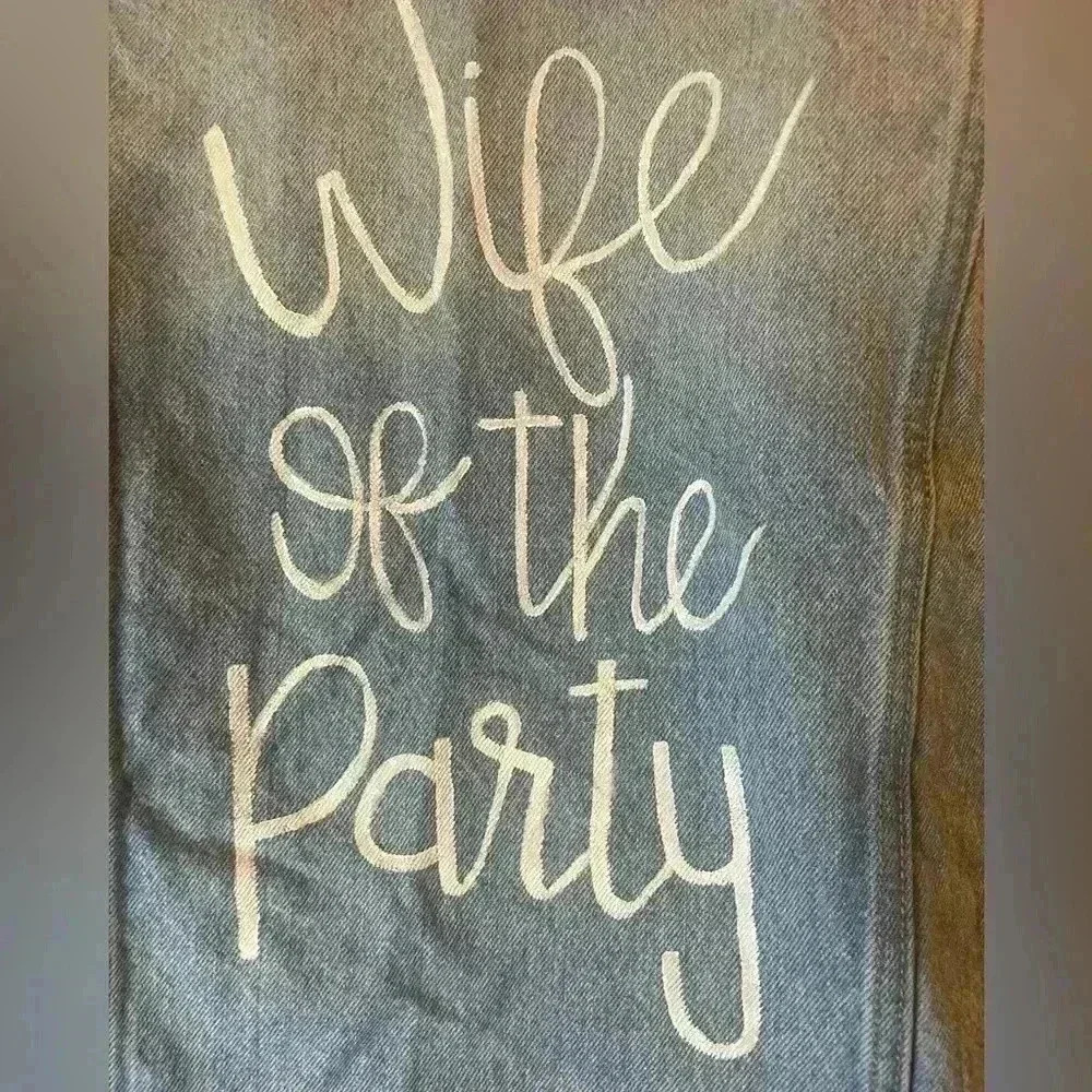 Forever 21 customized personalized denim jacket with WIFE OF THE PARTY oversized - Picture 5 of 6